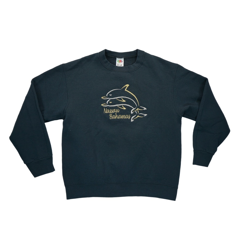 Vintage 90s Nassau Bahamas Sweatshirt Sz M Dolphin Embroidered Fruit Of The Loom